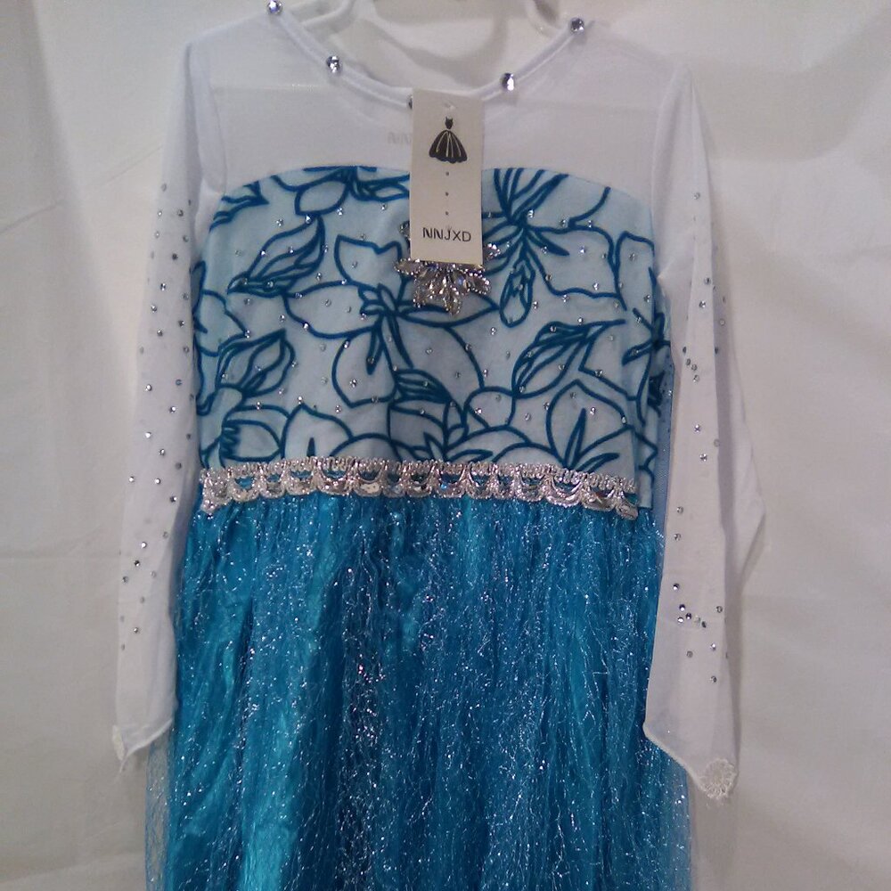 Frozen Princess Elsa Girls Costume Color Blue/White Size 9/10 NWT